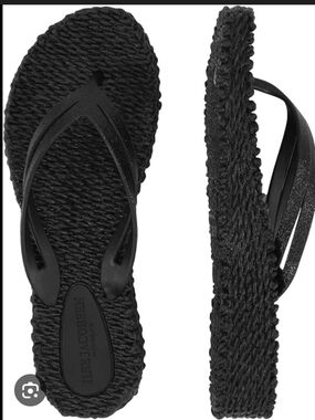 Ilse Jacobsen Black Woven Flip Flop Sandals